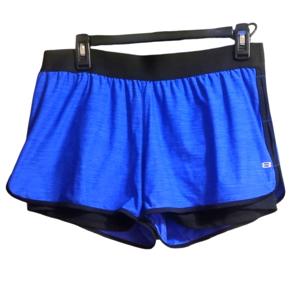 Layer 8 Women's Vibrant Blue and Black Athletic Running Shorts Size L